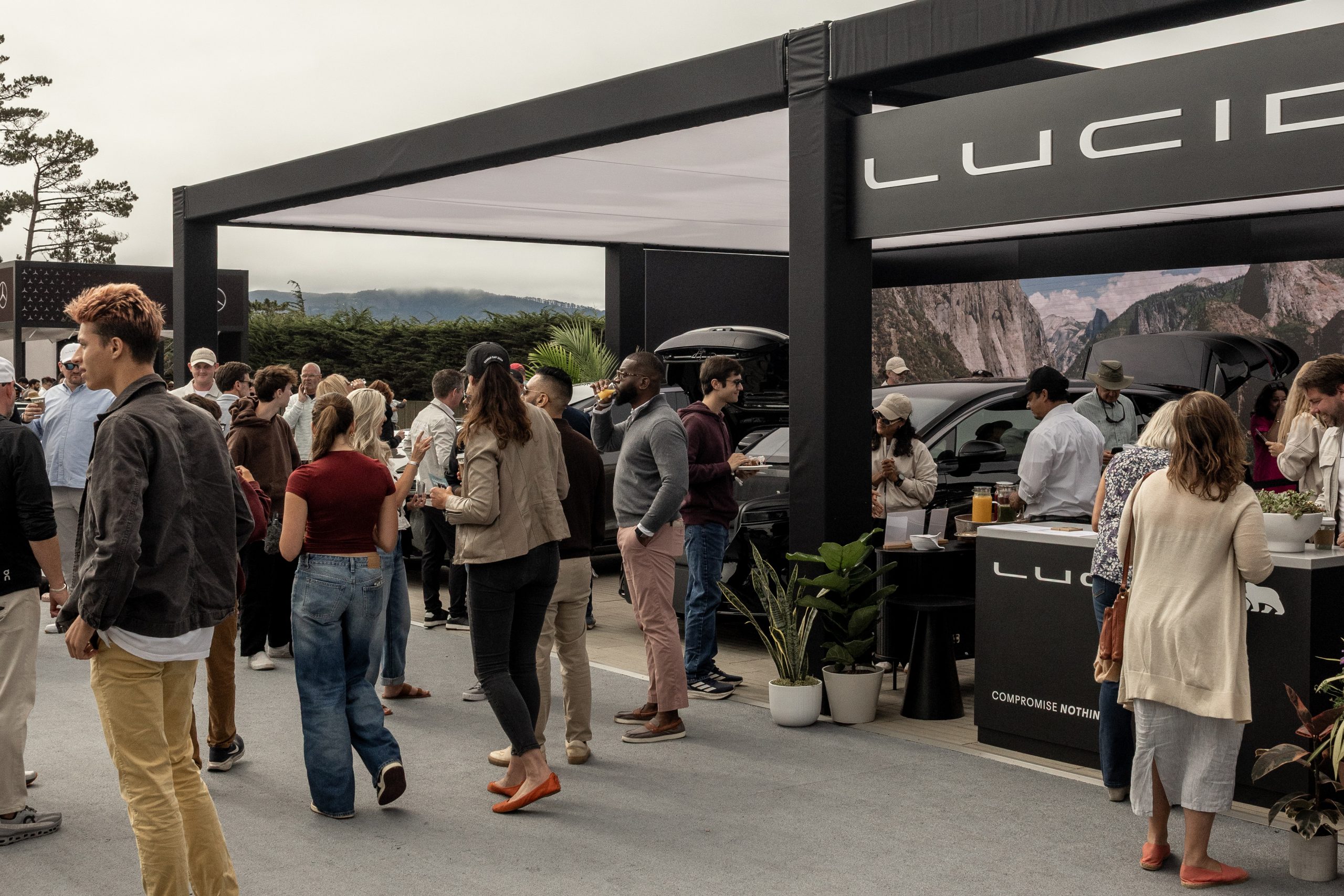 Crowded Lucid brand experience area